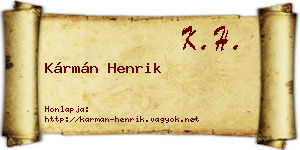 Kármán Henrik névjegykártya